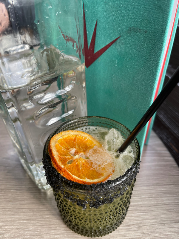 Margarita garnished with orange at Bar Camino in Walnut Creek.