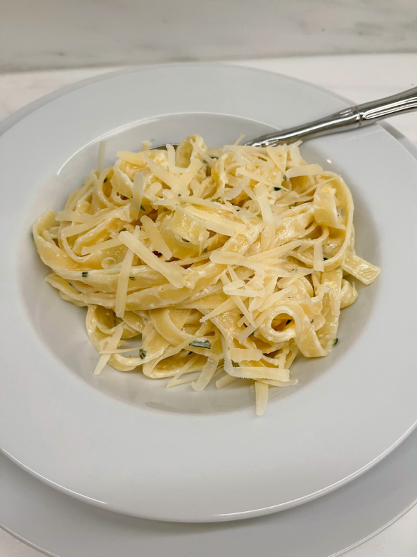 Meyer Lemon Fettuccini in a bowl.