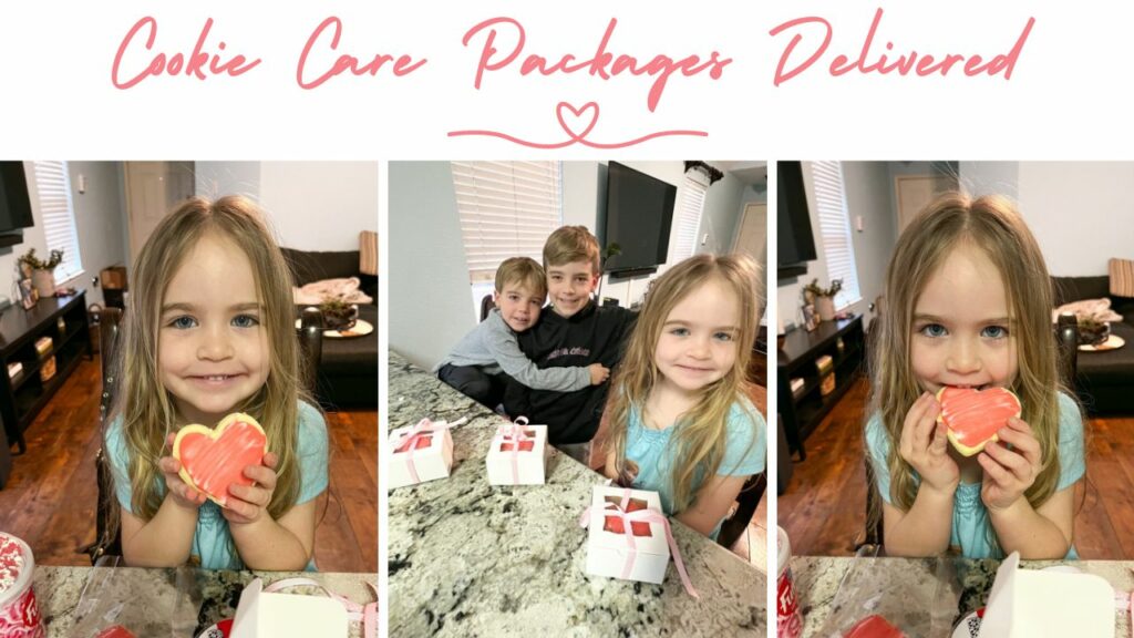 Cute kids with Valentine Cookies.