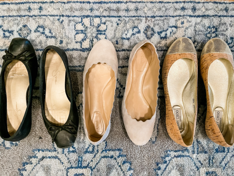 Row of ballet flats.