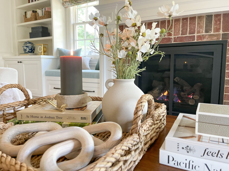 Close up of spring coffee table.