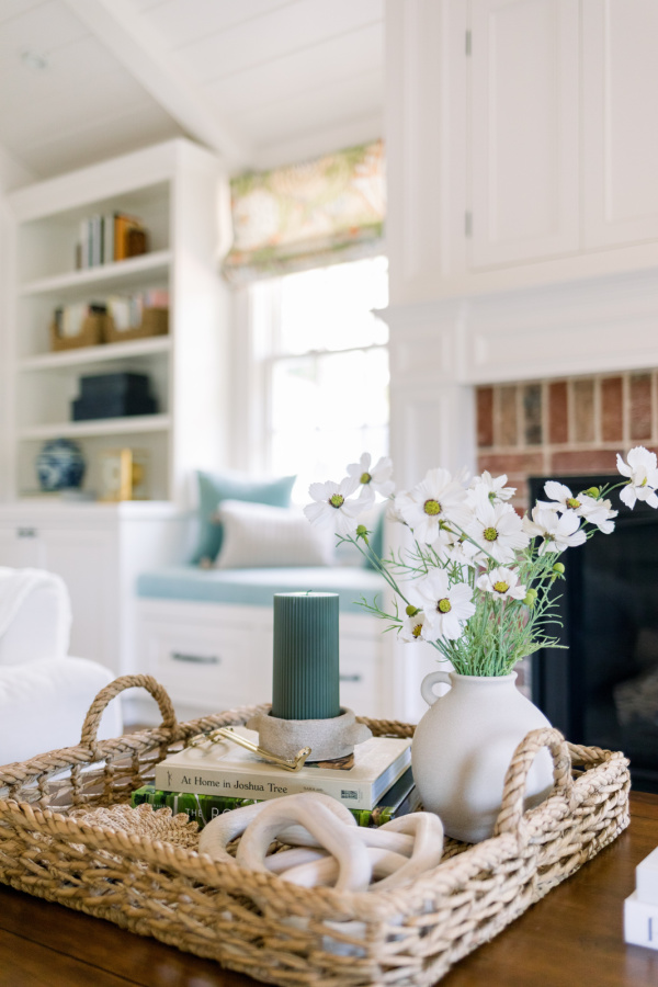 Great Room coffee table and window seat.