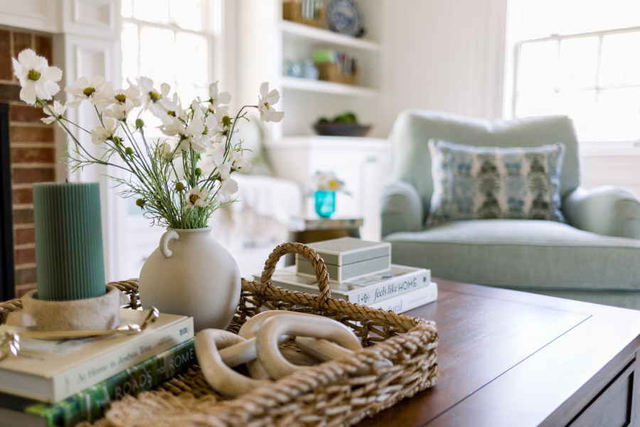 Coffee table vignette.