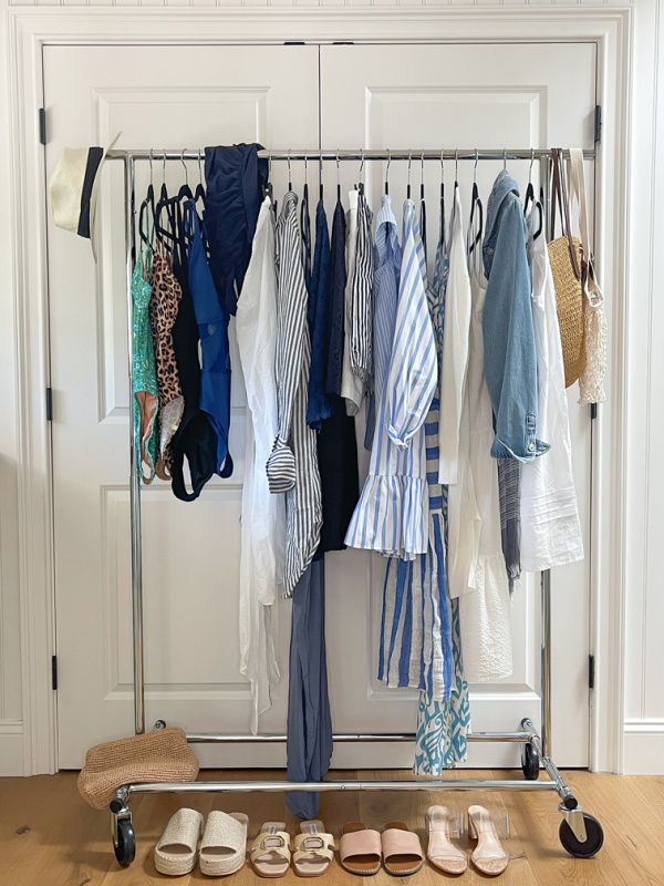 Rolling rack of clothes for Mexico vacation.