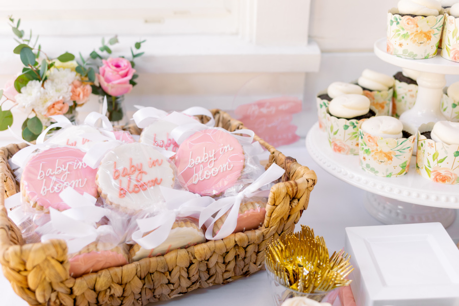 Baby in Bloom cookie baby shower favors.
