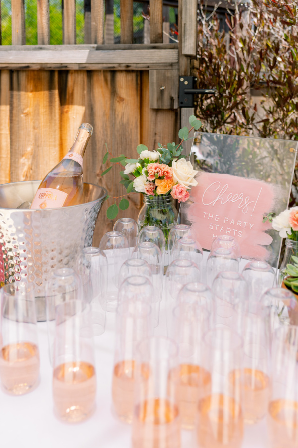 Baby shower welcome drink table.