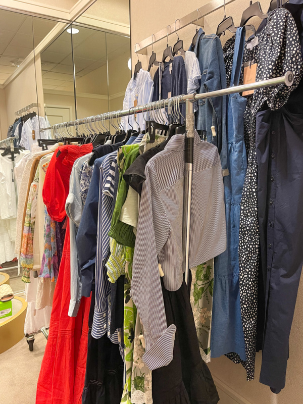 Tack of clothes in Nordstrom dressing room.