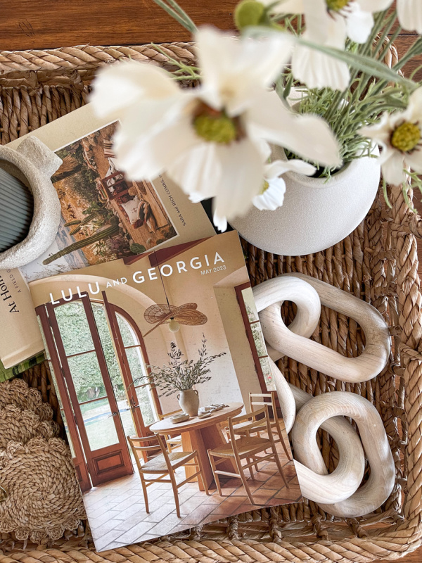 Lulu and Georgia catalog on coffee table.