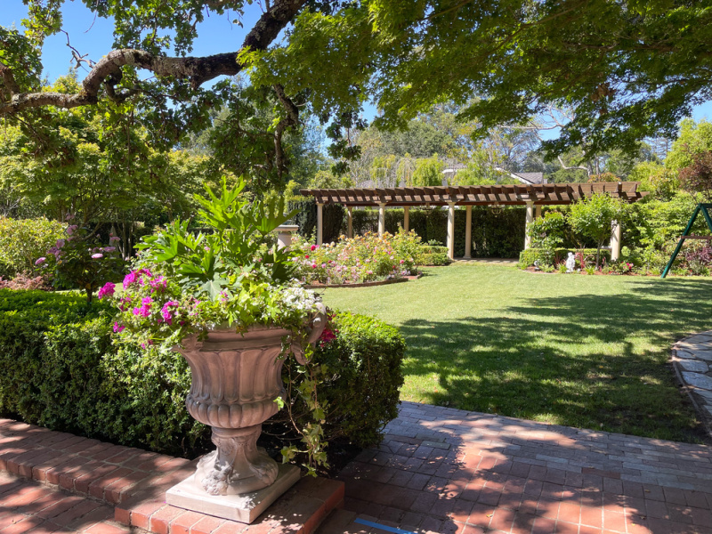 Beautiful estate backyard garden.