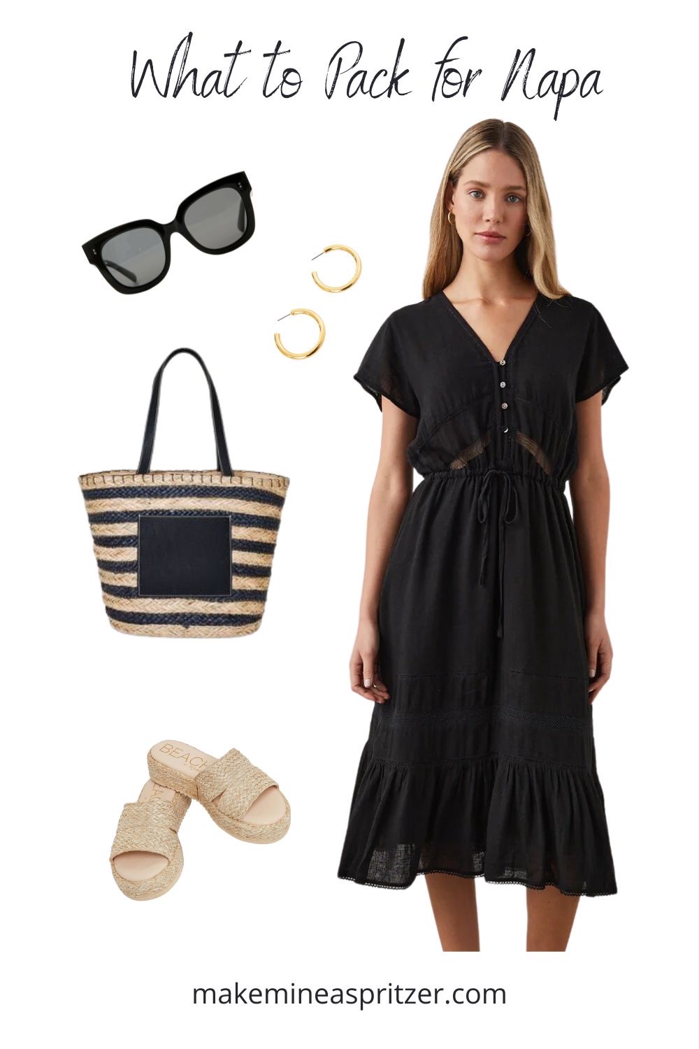 Napa Valley summer dress packing collage.