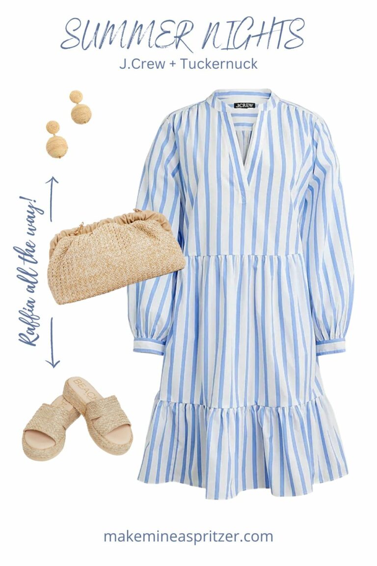 Summer striped dress collage.