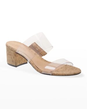Cork heel transparent sandal.