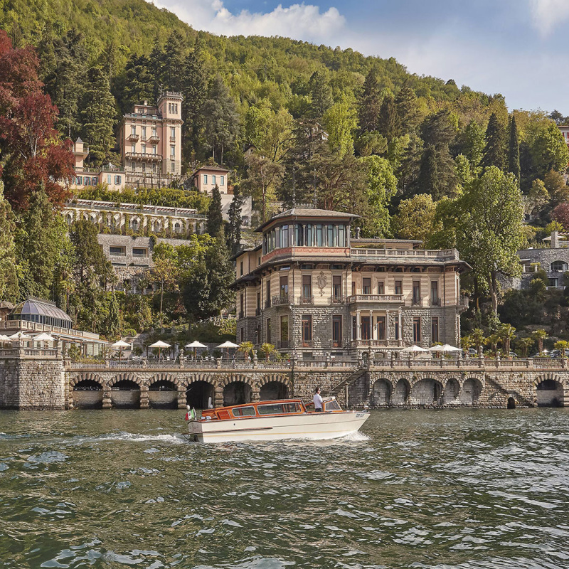 Exterior photo of Mandarine Oriental Hotel at Lake Como.