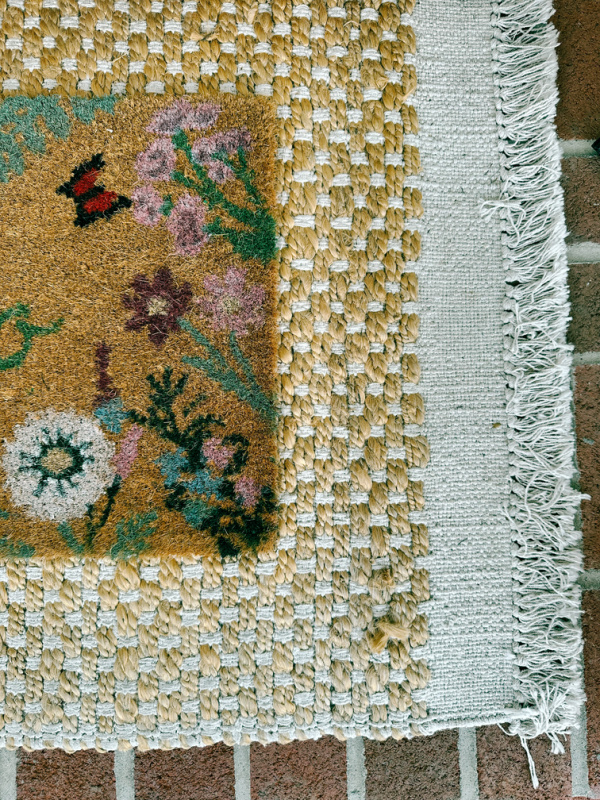 Layered summer doormats.