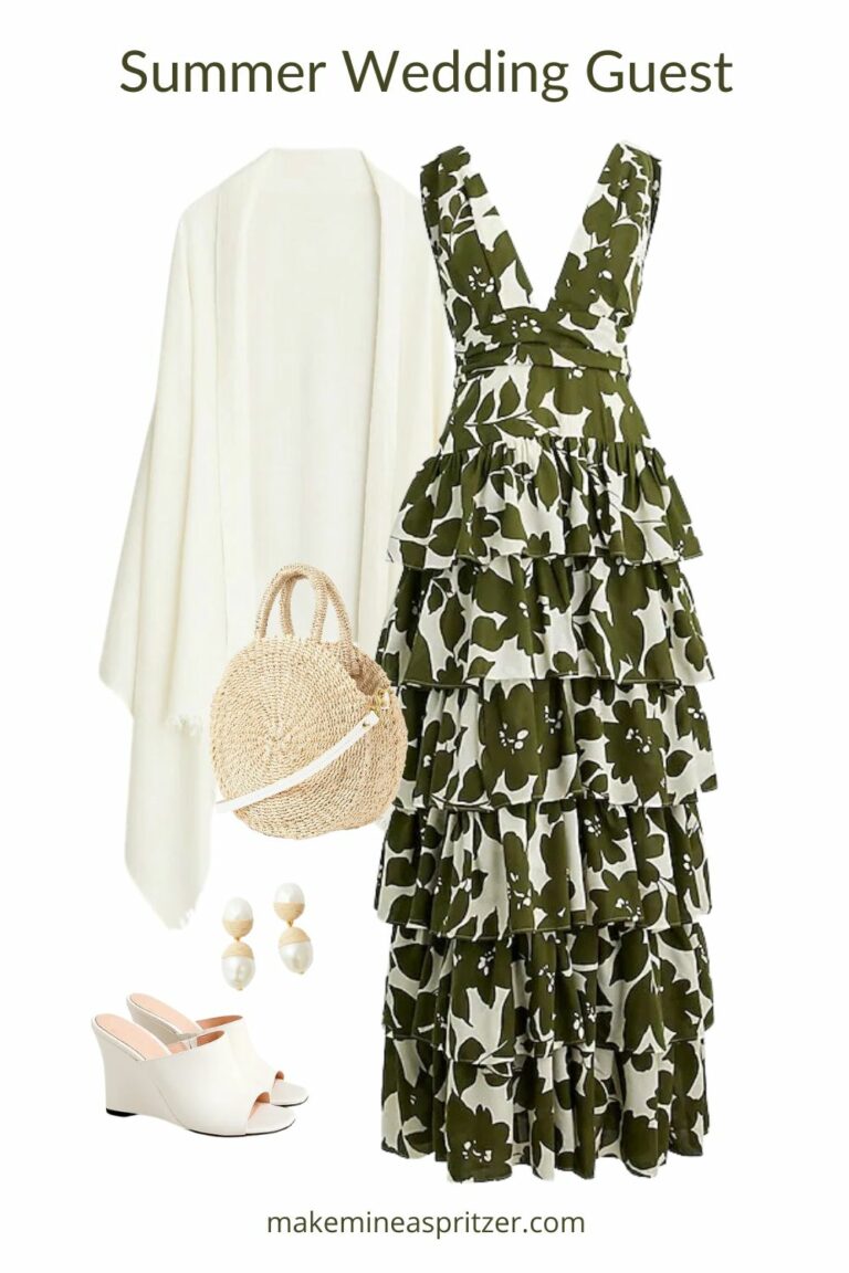 Wedding Guest look collage.