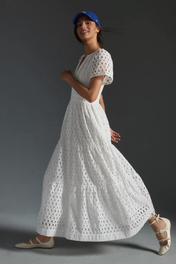 Anthropology white eyelet Somerset dress.