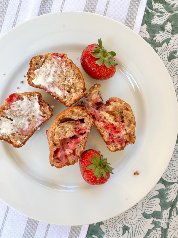 Strawberry Muffins on a plate.