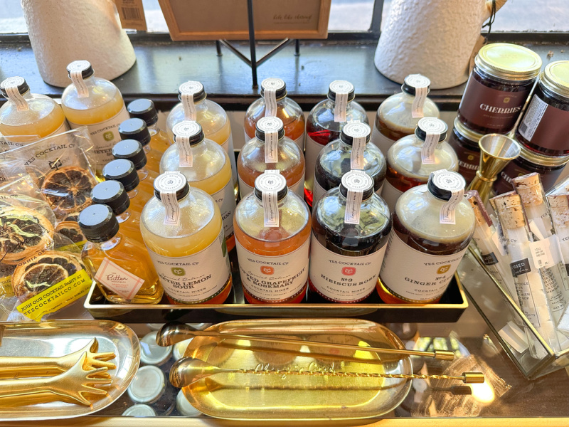 Bar cart items in shop.