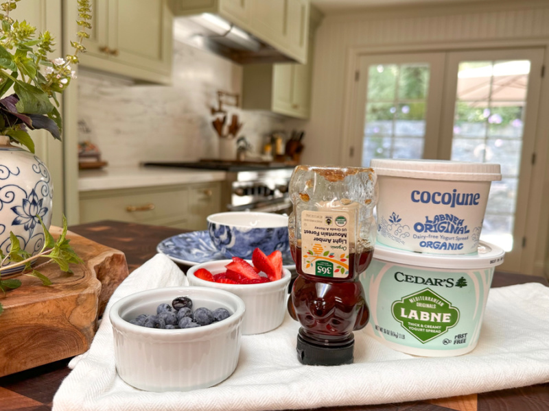 Labneh, fruit and honey.