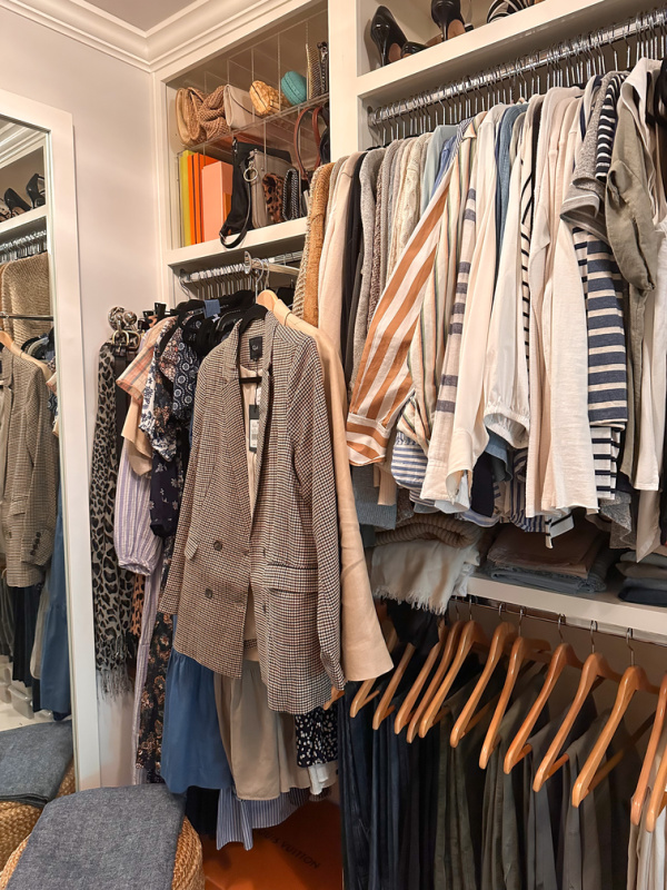 Walk in closet with valet pull.