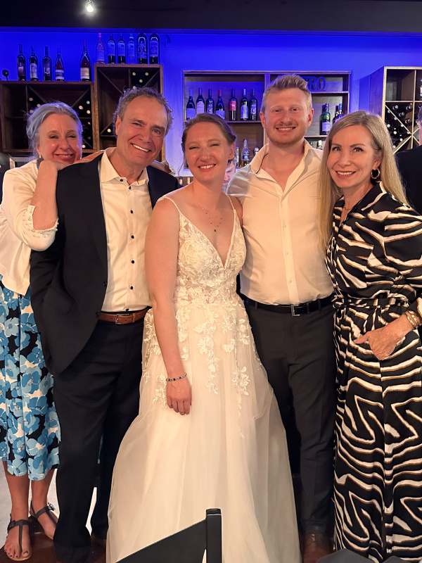 Family at wedding reception.