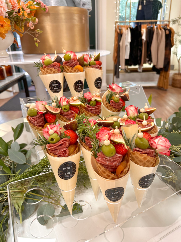 Charcuterie cones by Honey & Brie.