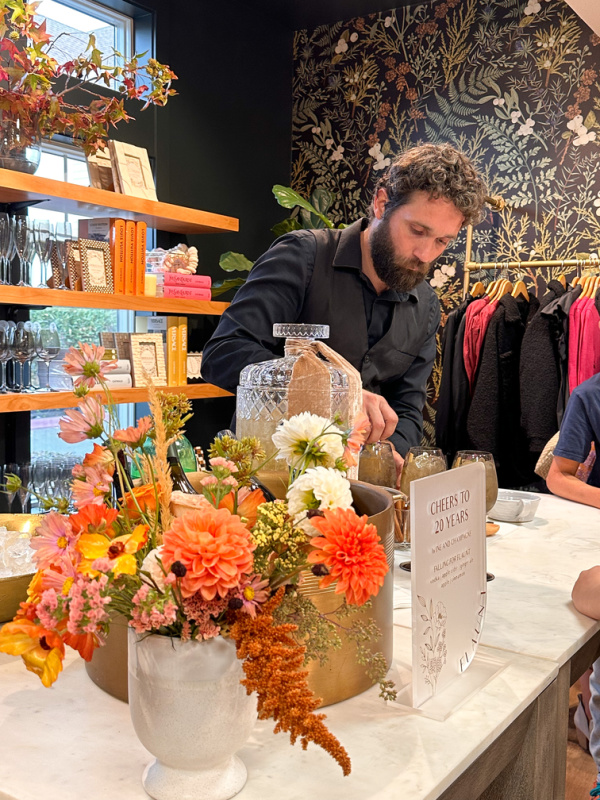 Bartender at Flaunt boutique anniversary.
