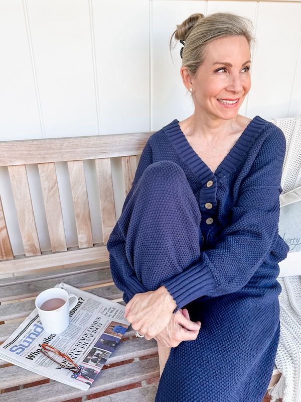 Woman wearing Free People Hailee Cardi Set.