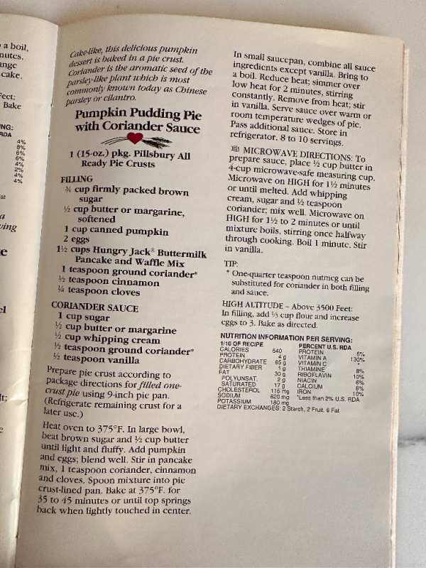 Pumpkin dessert recipe photo from cookbook.