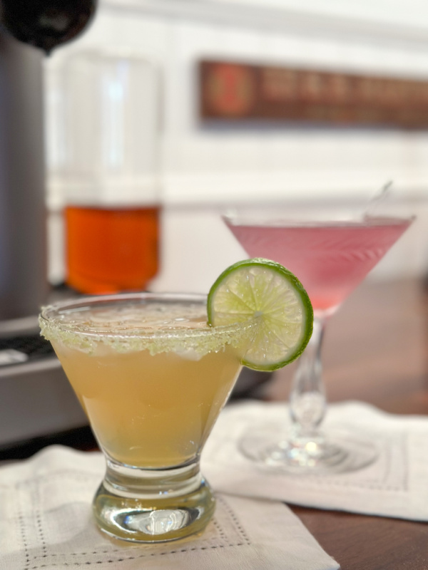 Mango Margarita and Aviation cocktails made with Bartesian Cocktail Maker.