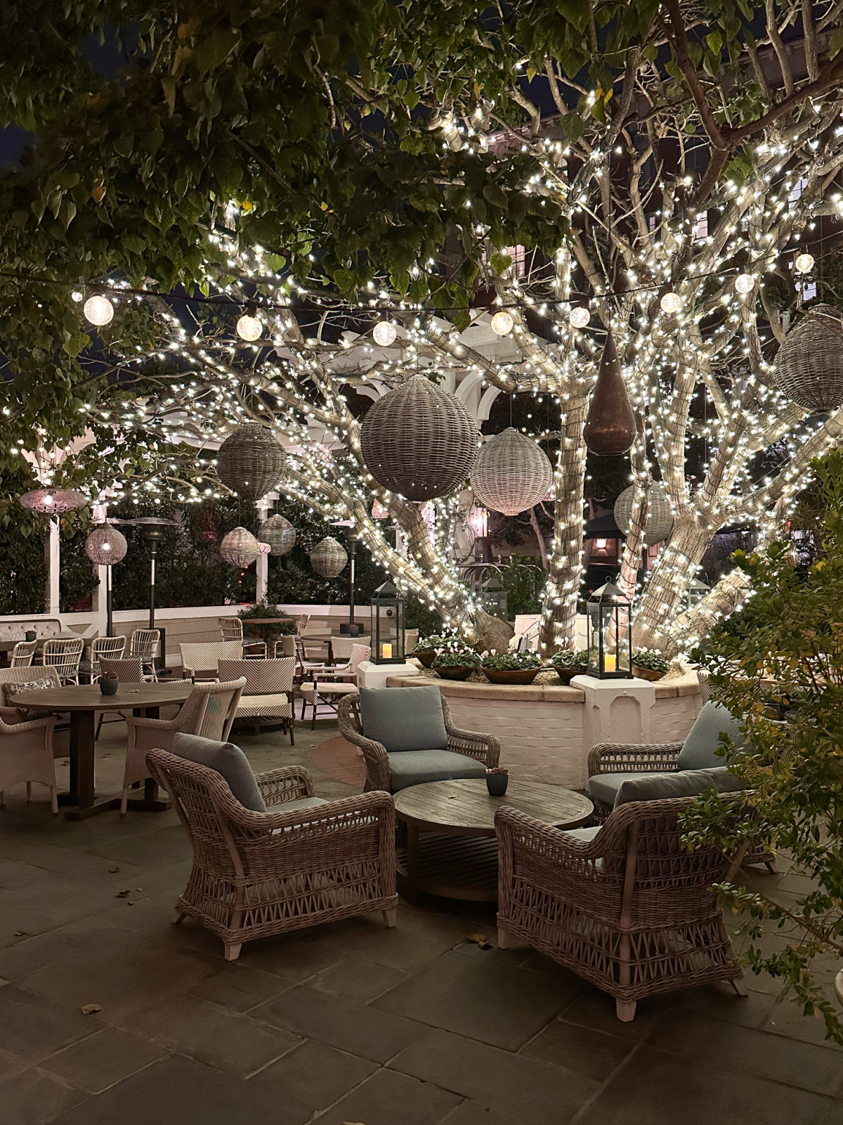 1 Pico patio light up at night.