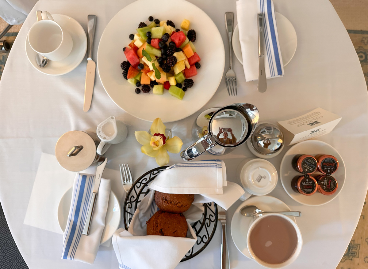 Room service table at Casa Del Mar.