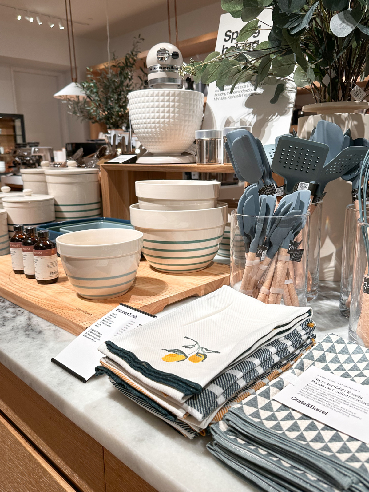 Kitchenware display at Crate & Barrel.