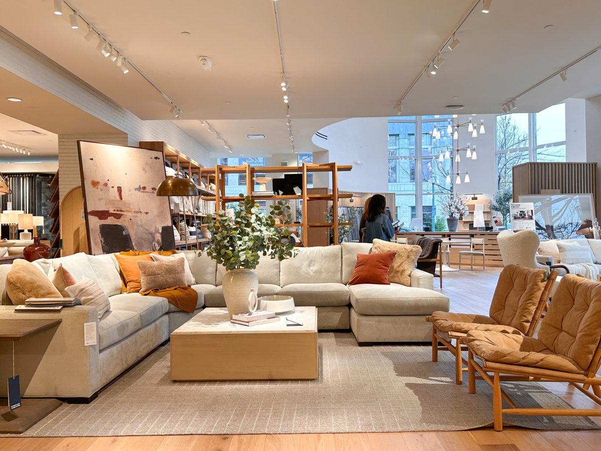 Crate & Barrel furniture display.