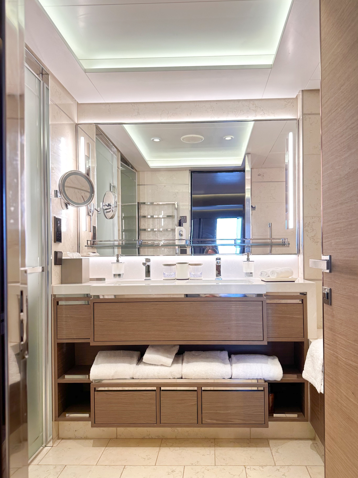 Bathroom double vanity on Evrima yacht.