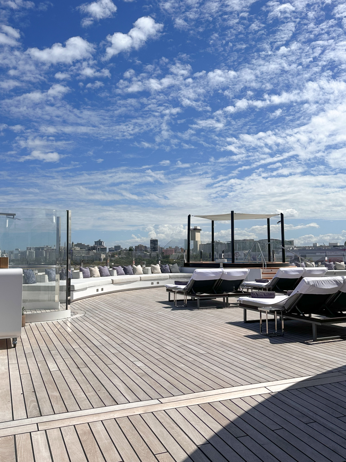 The Observation Lounge on the Evrima yacht.