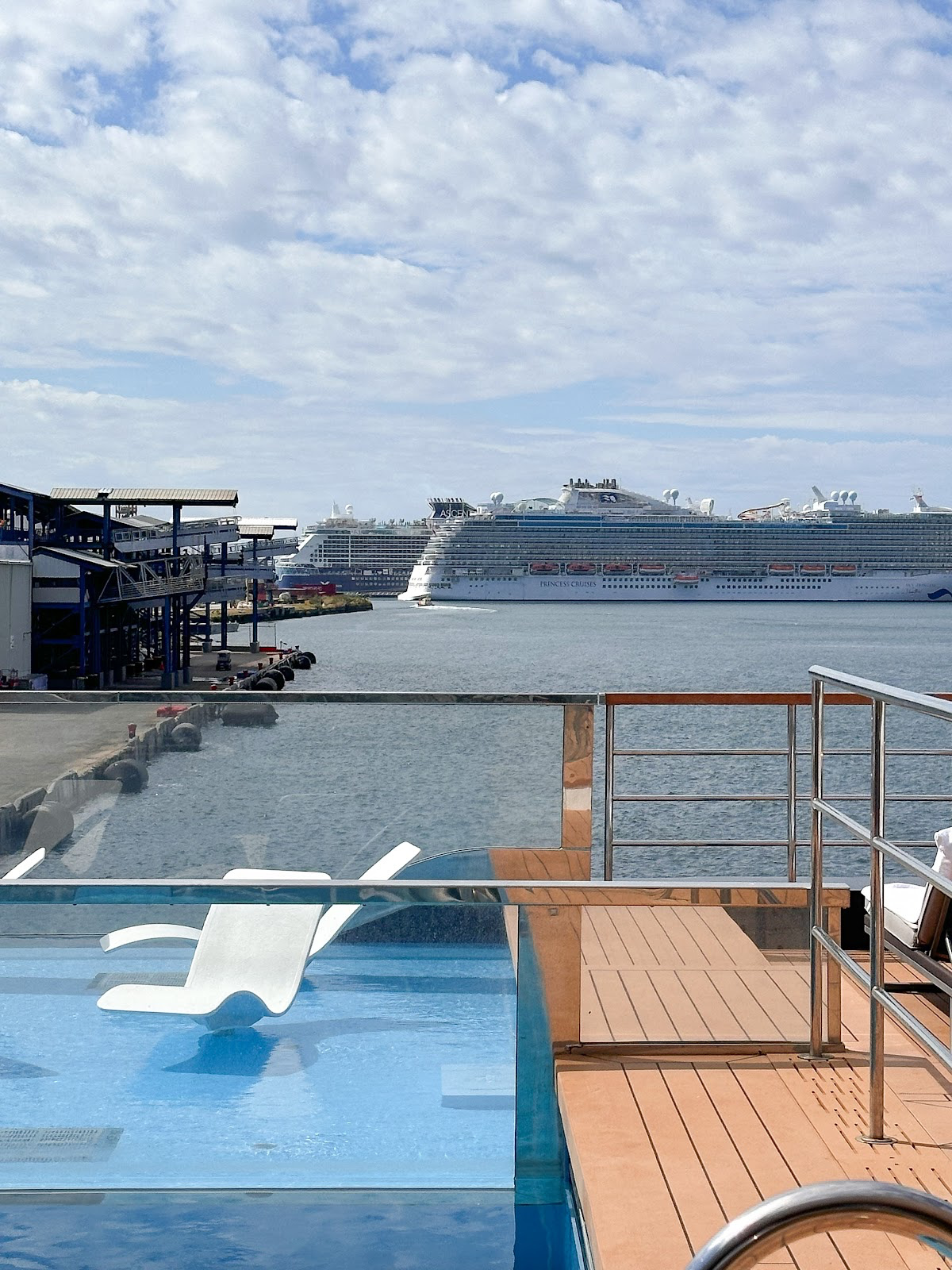 View from The Pool House on Evrima yacht.