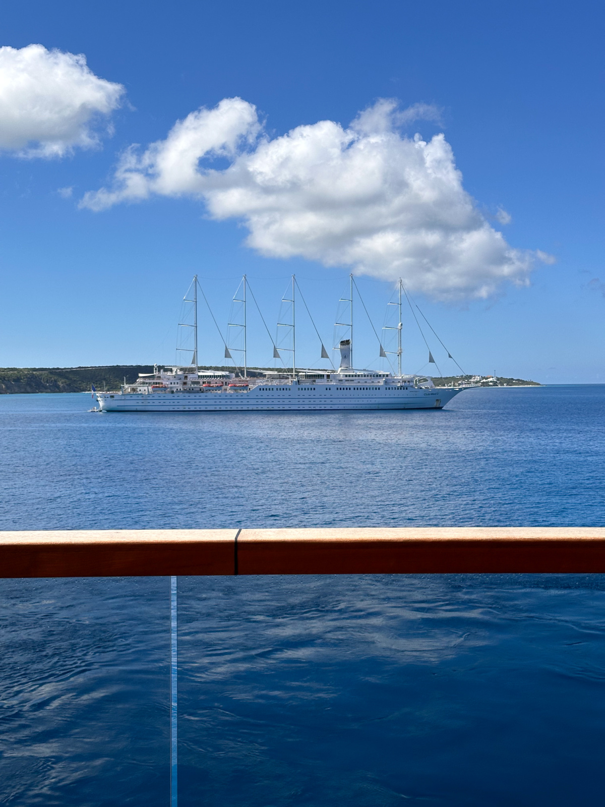 View of Club Med yacht from Evrima yacht.