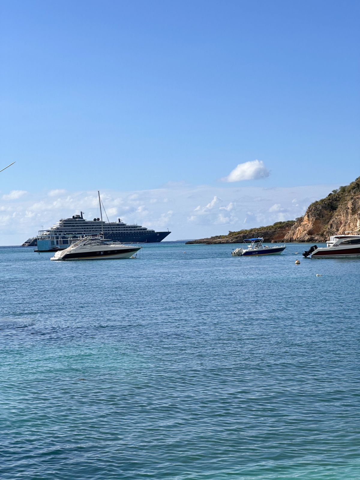 Anguilla looking out to Evrima Yacht at sea.