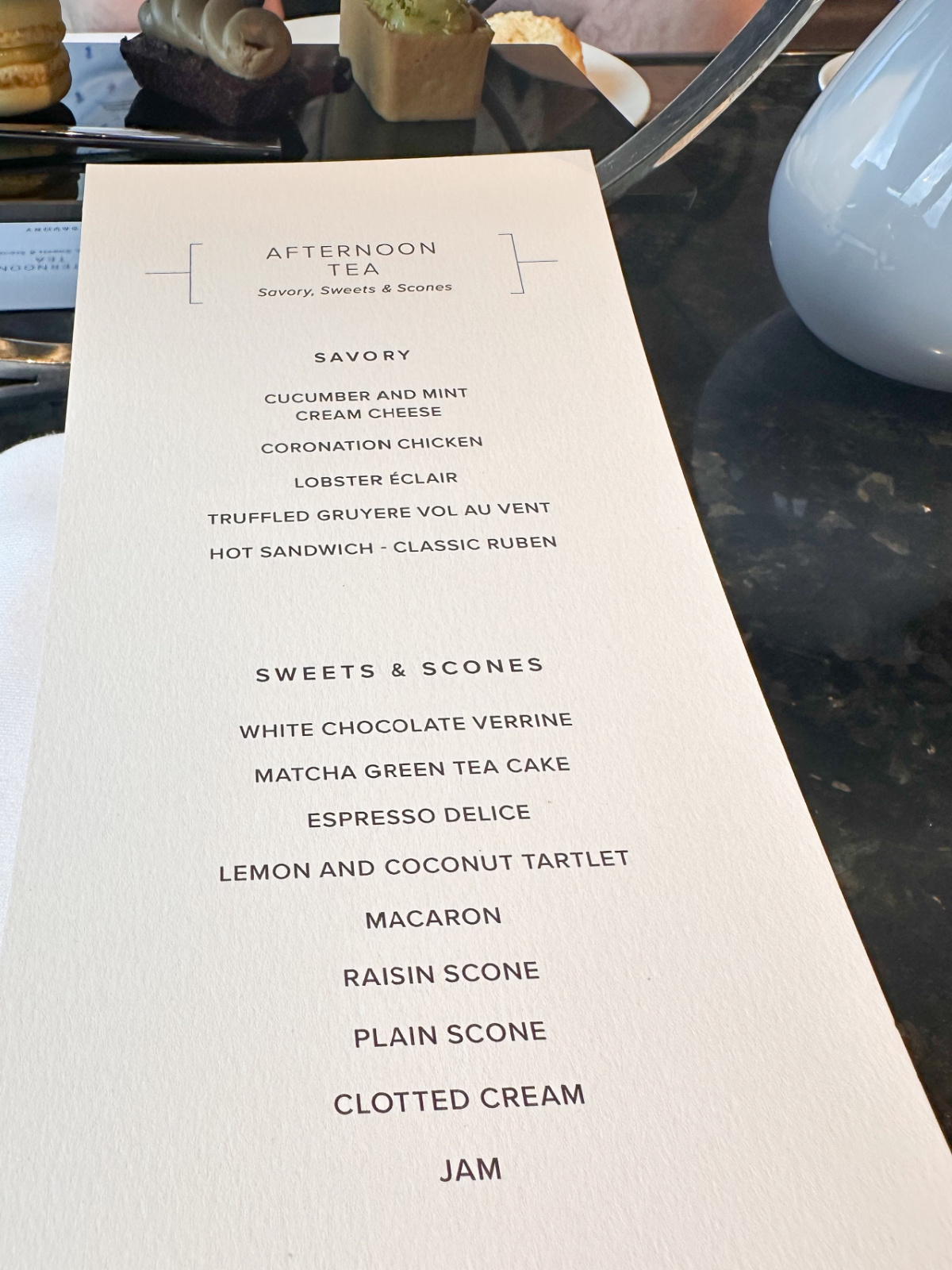 Afternoon Tea menu.
