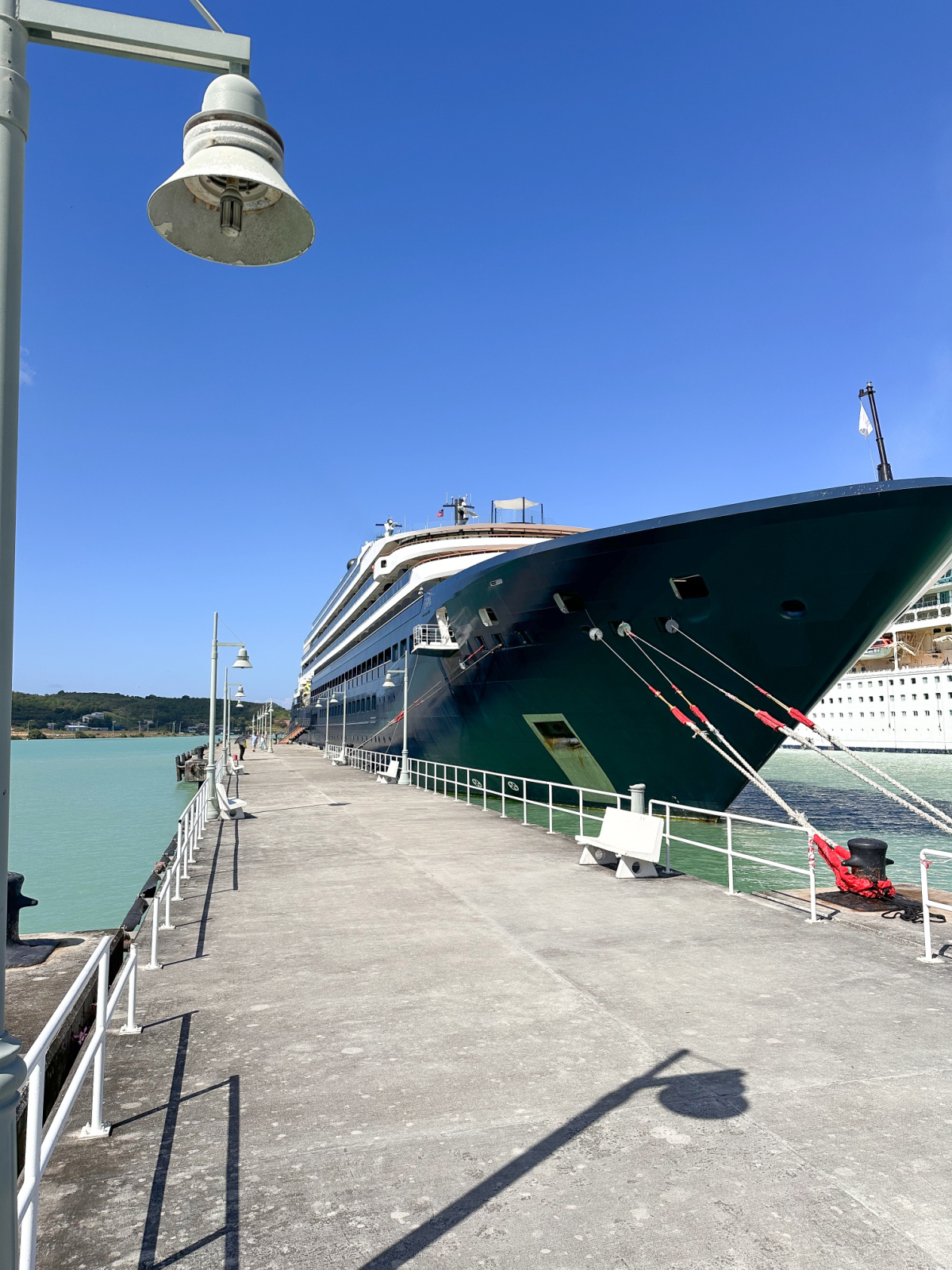 Evrima yacht docked at St. John's, Antigua.