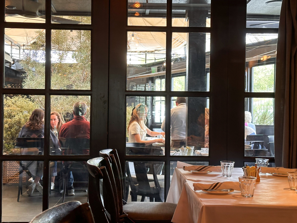 Looking out to back patio at the Village Bakery.