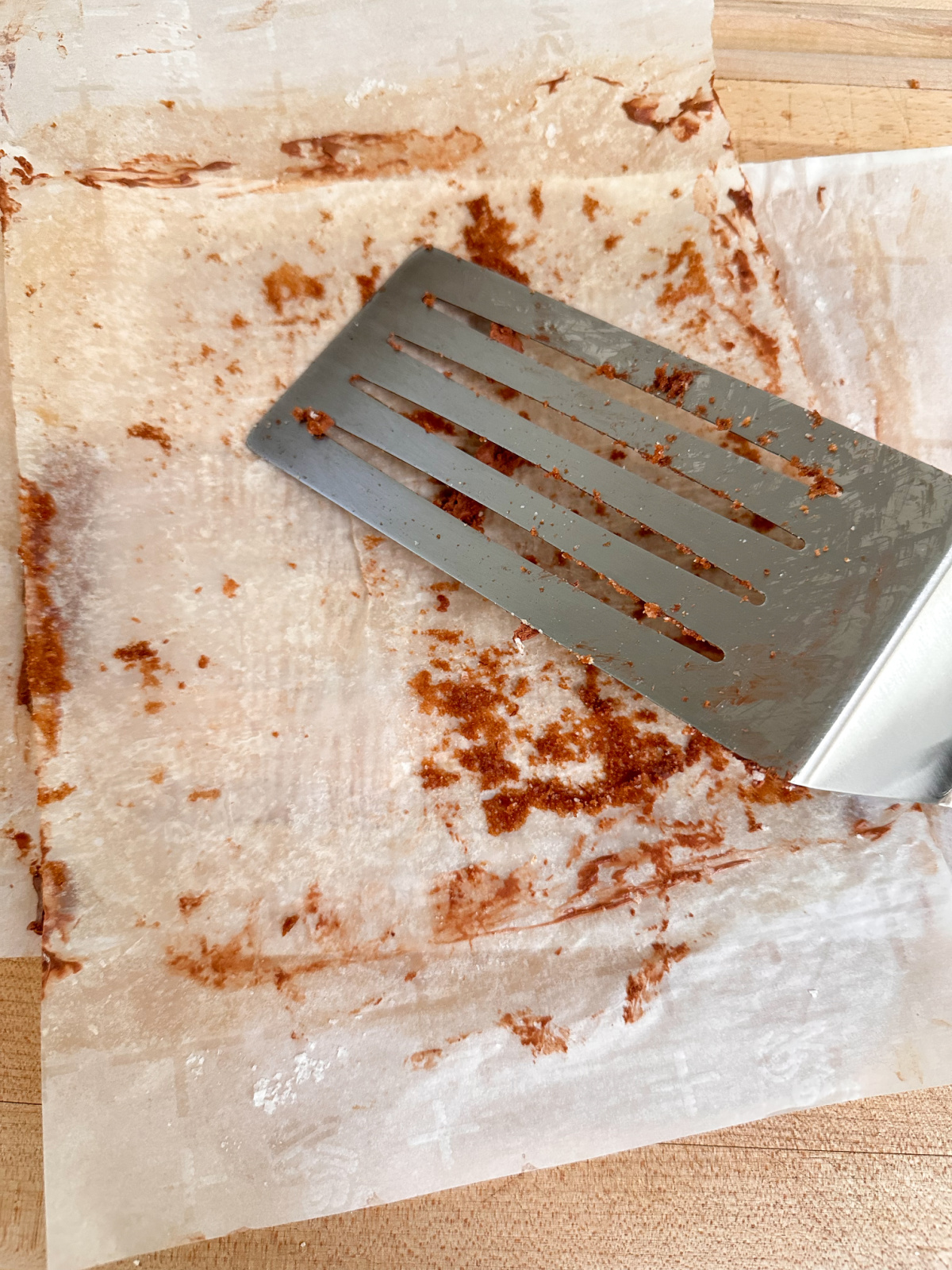 Used parchment paper and spatula.