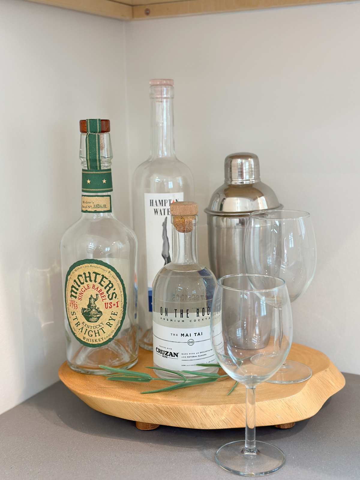 Bar set up in guest house kitchenette.