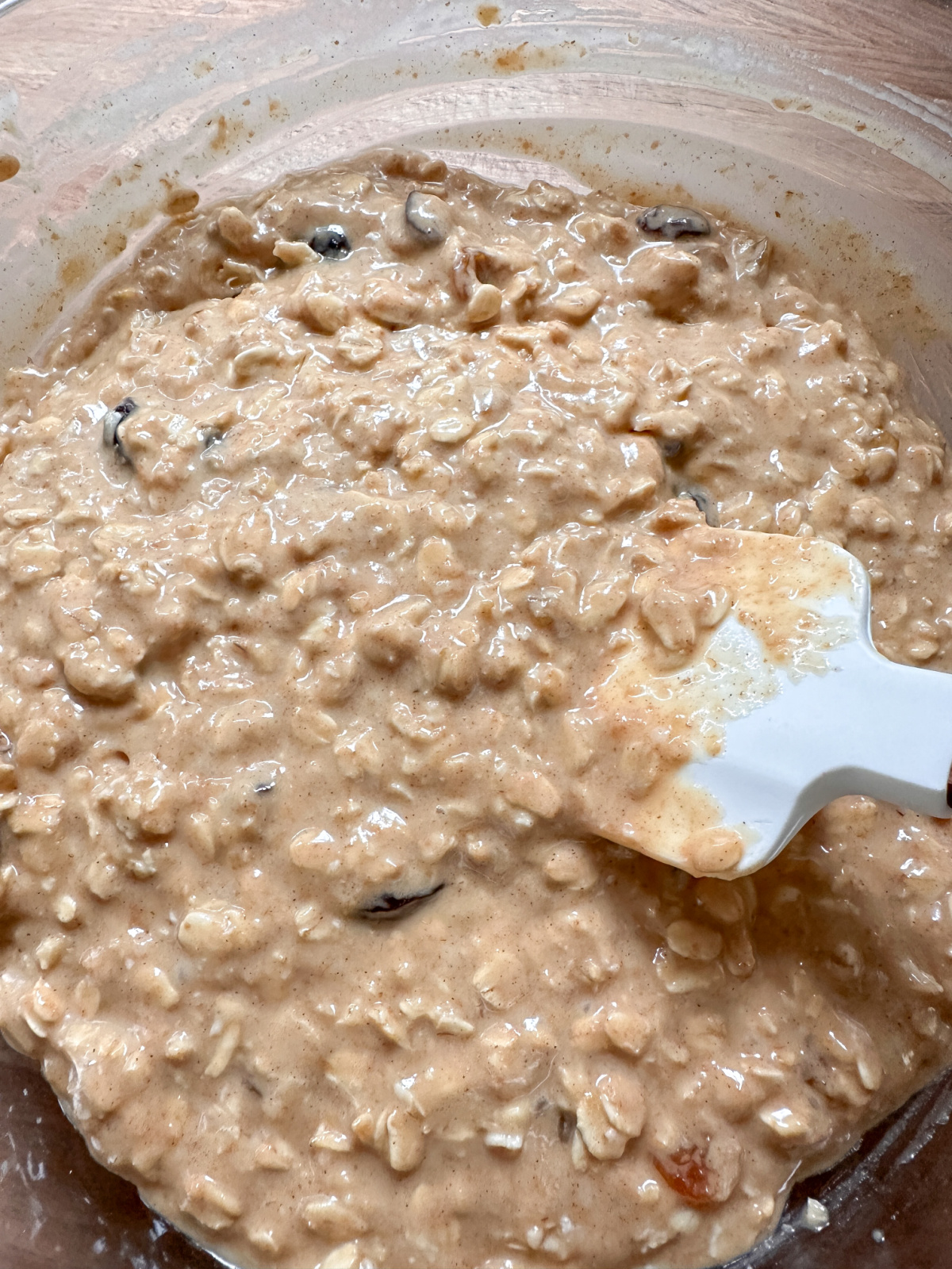 Oatmeal raisin muffin batter.