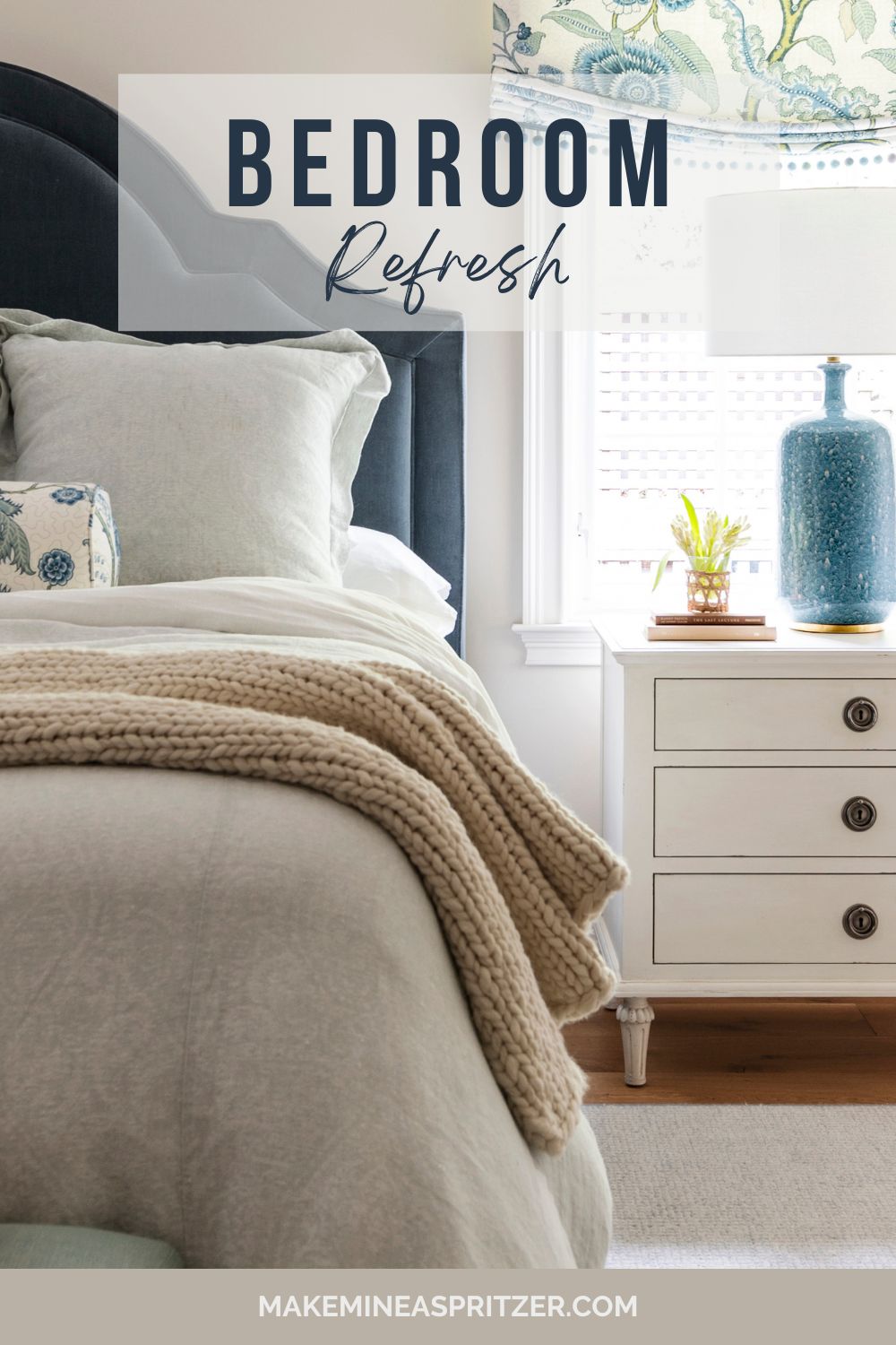 Bedroom Refresh Blog Post Pin Collage.