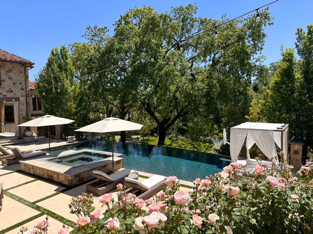 Patio are with infinity pool.