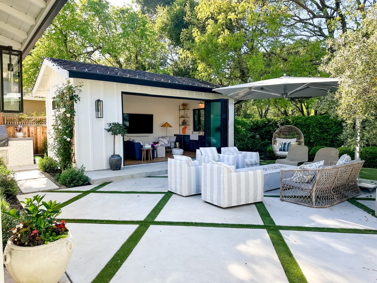 Backyard and open cabana.