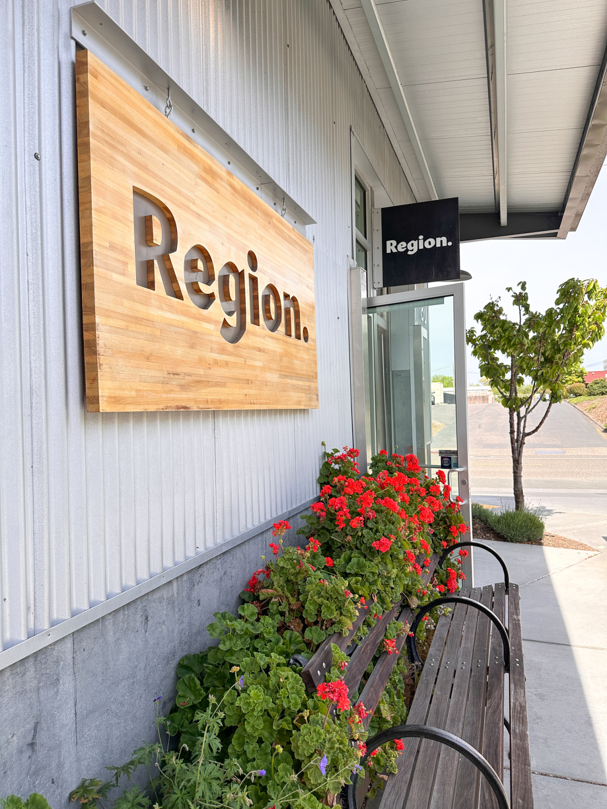 Sign outside Region wine bar at The Barlow.