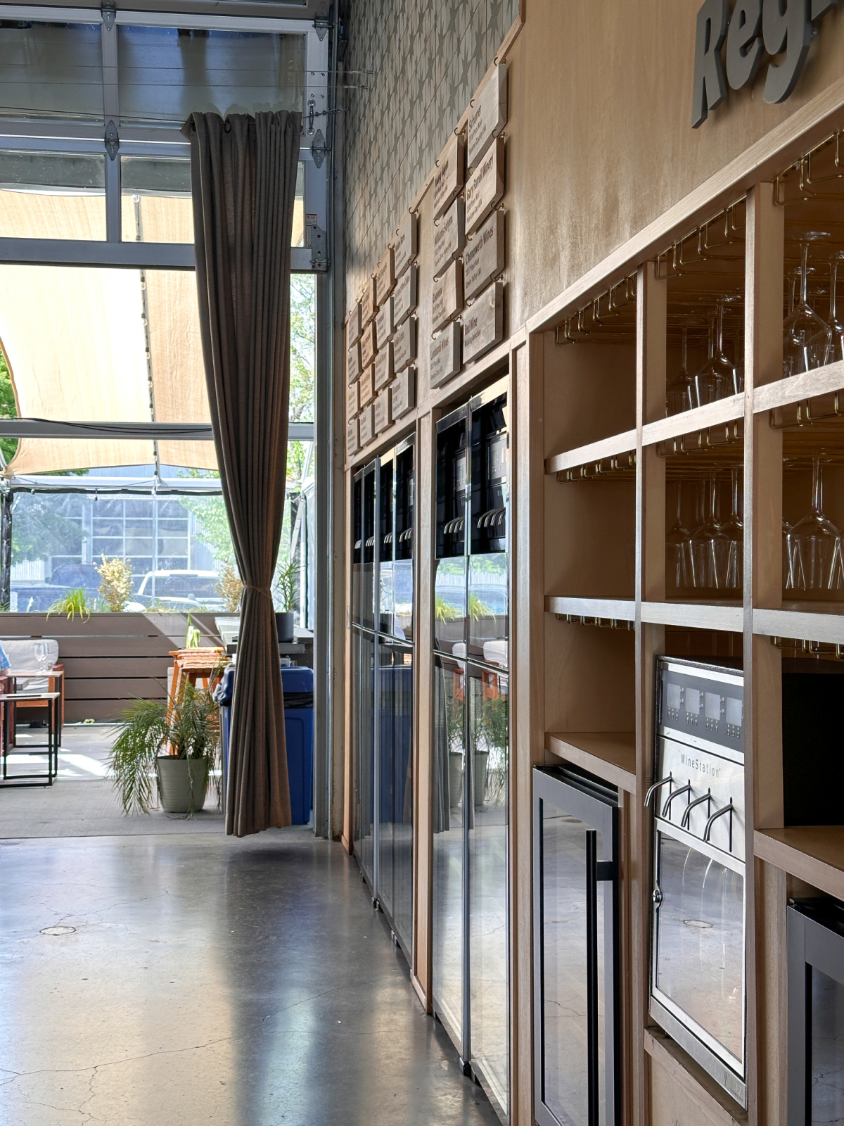 Self- dispensing wine machines at Region tasting room.